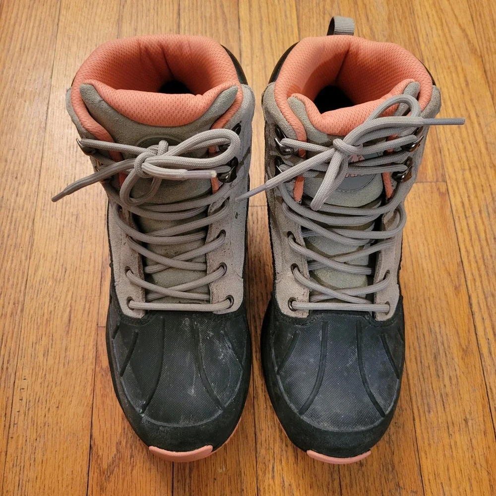 Nortiv 8‎ Hiking Boots Black Peach Waterproof 7 Outdoors Slip Resistant Leather
